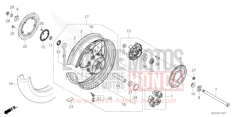 ROUE ARRIERE (2) de Africa Twin GRAND PRIX RED (R380B) 2024